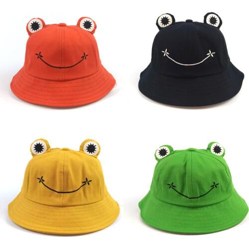 Child-Parents Frog Bear Bucket Hat For Women Summer Autumn Female Panama Outdoor Hiking Beach Fishing Sunscreen Woman Bob Caps