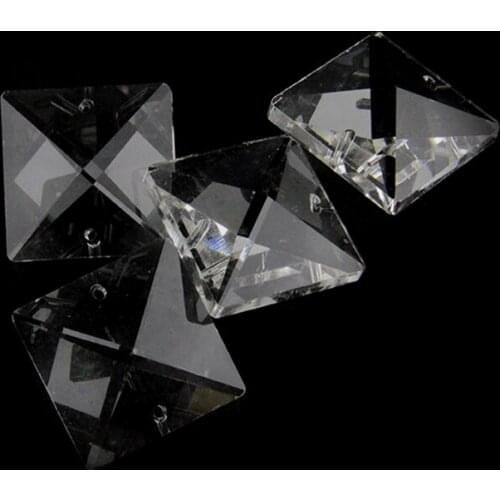Transparent Color 480pcs/Lot 22mm Square Glass Beads In 2 Holes Free shipping Crystal Prism Of Chandelier