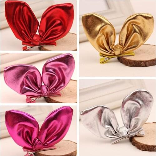 T.R ribbon 5 pack leather rabbit ear boutique alligator clips for girls babies toddlers teens gifts