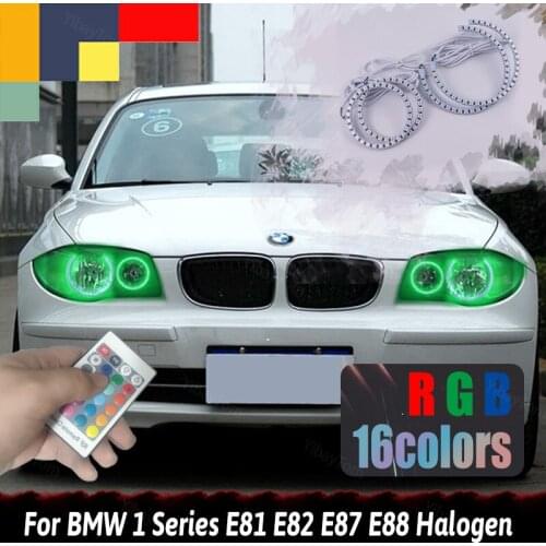 RGB Angel Eyes for BMW 1 Series E81 E82 E87 E88 Halogen Headlight LED Halo Running Lights Car Accessories Tuning DIY