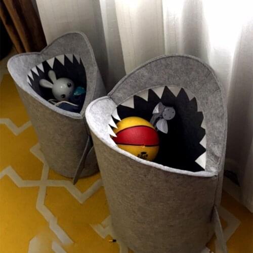 Nordic Style Felt Cloth Folding Laundry Basket Shark Design Storage Basket for Toys Clothes Storage Bags Home Organizer
