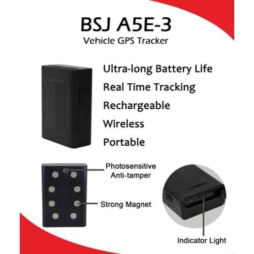 Super Long Standby GPS Vehicle Tracker Locator A5E-3 with Powerful Magnet Real-Time Tracking Device Rechargeable 10000mAh