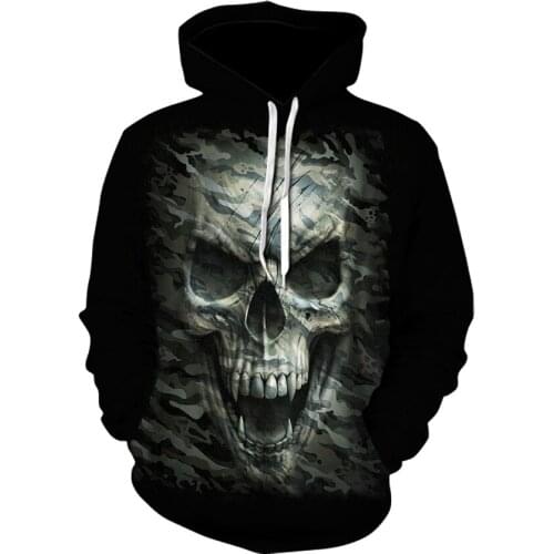 Latest design for mens fashion hoodie, spring/fall 2020 skull-printed casual sports hoodie sweatshirt for men and women