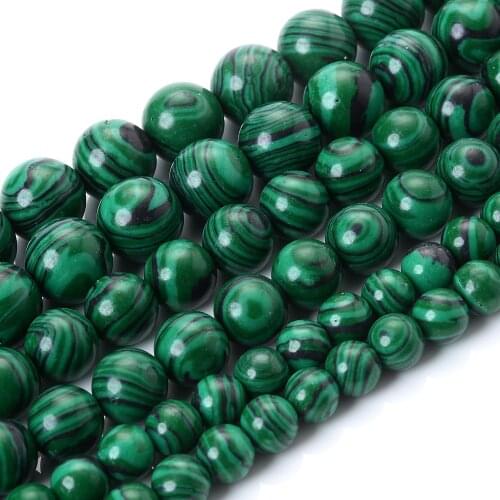 Natural Stone Beads Green Malachite Round Loose Spacer Beads for DIY Jewelry Making Bracelet Necklace Accessroies 4/6/8/10/12mm