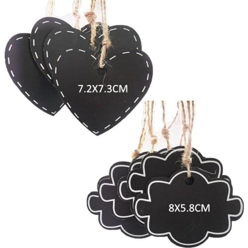 10Pcs Mini Heart Chalkboards Signs Wooden Hanging Blackboard Double Sided Wedding Party Table Number Place Tag Message Board Cra