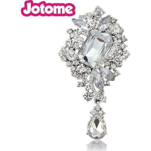 100pcs/lot Austrian Crystal Flower Bouquet Tear Drop Pendant Brooch