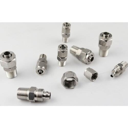 2Pcs 1/8" x 6MM Double Ferrule Tube Compression Fitting Male Thread Connector Stainless Steel 304