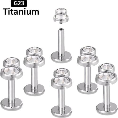 2020 New G23 Titanium inlaid drilling ear nail straight rod internal thread lip nail perforated ear bone nail body piercing