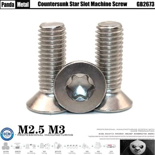 304 stainless steel six head plum flat head screw national standard GB2673 countersunk head machine screw A2-70 model M2.5 M3
