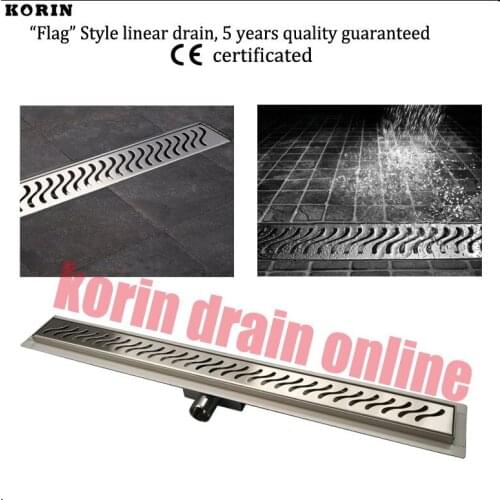 900mm "Flag" pattern Stainless Steel 304 Linear Shower Drain, Horizontal Drain, Floor Waste, Deodorant floor drain