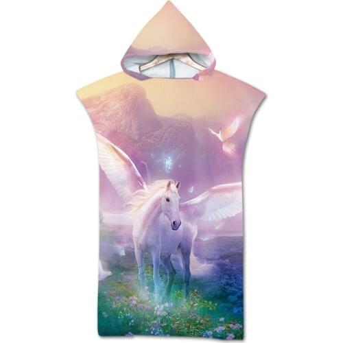 Free shipping Novelty Cool Animal Wolf Lion Owl Elephant Horse Unicorn Adult Children Large Hooded Pool Bath Beach Towel Poncho