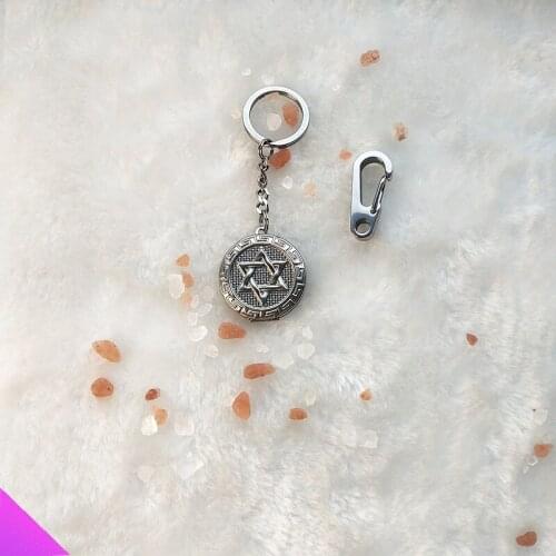 New keychain faith amulet Hexagram star pattern photo frame double-sided embossed pattern photo box key chain souvenir