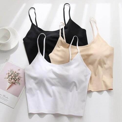 Sexy Women Bras Top Ice Silk Breathable Padded Underwear Female Sleeping Bralette Cropped top Girls Seamless Push Up Brassiere