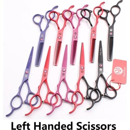 C8211 6 Inch Left Handed Professional Hairdressing Scissors Barber Salon Shears Haircut Scissors Black Pink Red Purple