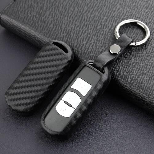 Carbon Fiber Look Car Key Case For Mazda 2 3 6 CX-3 CX-5 CX-9 MX-5 BM GJ DK KE KF TC ND Scratch Proof Fob Holder Bag Accessori