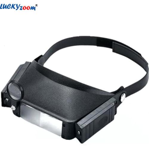 Black 3X Helmet Eyewear Magnifying Glass Third Hand Illuminated Jewelry Loupe Head Magnifier With Light For Watchmaker Lupa