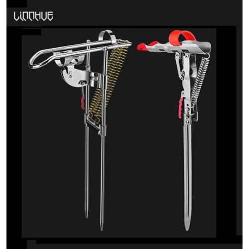 LINNHUE Fishing Rod Holder Full Stainless Steel Fold Spring Automatic Fishing Bite Bracket Fishing Tackle 2020 Accessories