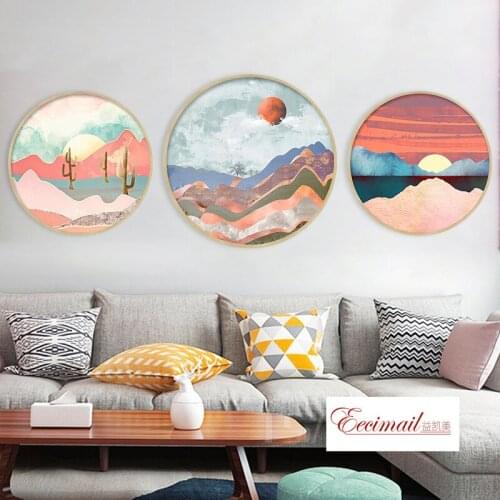 EECAMAIL DIY Diamond Painting Nordic Style Living Room Round Cross Stitch Diamond Embroidered Warm Bedroom Diamond Embroidered