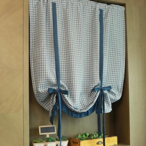 Curtain shading blue Department lattice curtain corridor partition curtain kitchen bedroom living room window decoration