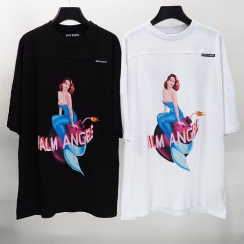 Palm Angels 22SS Letter printing Logo Unisex Batwing Sleeve T-Shirt men women couple models fashion cotton casual t shirt