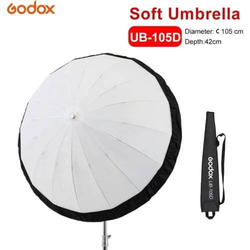Godox UB-105D 105cm White Parabolic Reflective Transparent Soft Umbrella Studio Light Umbrella with Black Silver Diffuser Cover