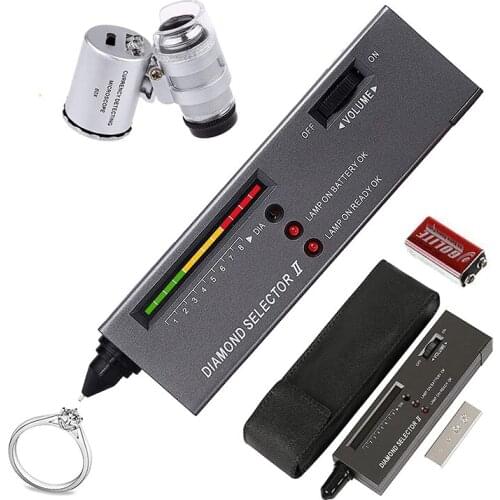 GTBL Diamond Tester Pen, High Accuracy Jewelry Diamond Tester+60X Mini LED Magnifying, Professional Diamond Selector