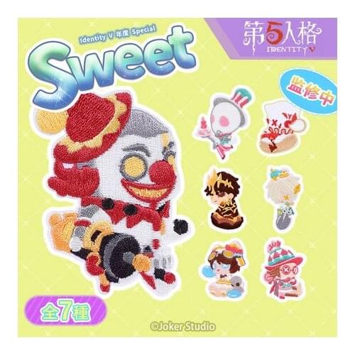 Game Identity V Dessert Theme Embroidery Cloth Badge Tracy Reznik Helena Adams Jack Axe Boy Brooch Pin Souvenir Cartoon Props