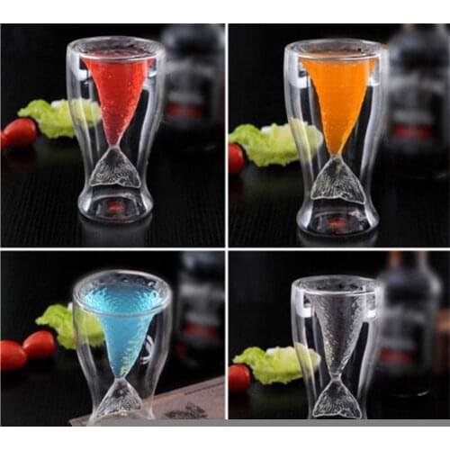 Creative Mermaid Cocktail Glass Cup 100ml Wine Double Wall Glasses For Party Funny Whiskey Vodka Shot Glass Cute Lady Beer Mug