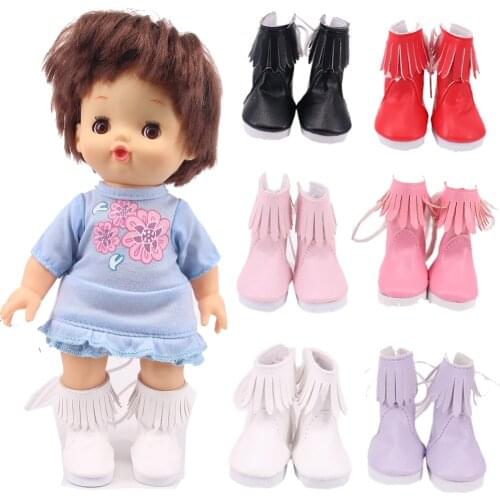 5Cm Doll Shoes 6 Color High Top Tassel Leather Boots For 25Cm Mellchan Baby Nenuco Doll Hermanita Baby Gifts To Our Generation