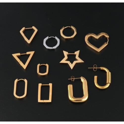 Minimalist Earrings For Women Stainless Steel Earring For Women&Men Geometric Earrings Star Heart Shaped Earrings Jewelry