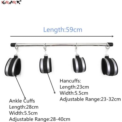 Adults Games Restraints Shackles Spreader Bar Bdsm Bondage Gear Set Handcuffs Ankle Cuffs Collar Fetish Role Play Sex Toys 18