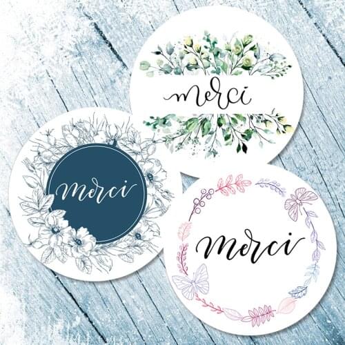 3.5/4.5cm Merci Thank You Stickers for Parties Wedding Xmas Stickers Packaging Seal Labels Stickers Baking Gift Bag Decorative