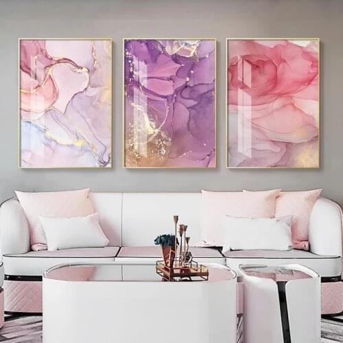 Nordic Colorful Charming Abstract Poster Modern Canvas Painting Purple Red Pink Wall Art Print Pictures Home Decor Painting