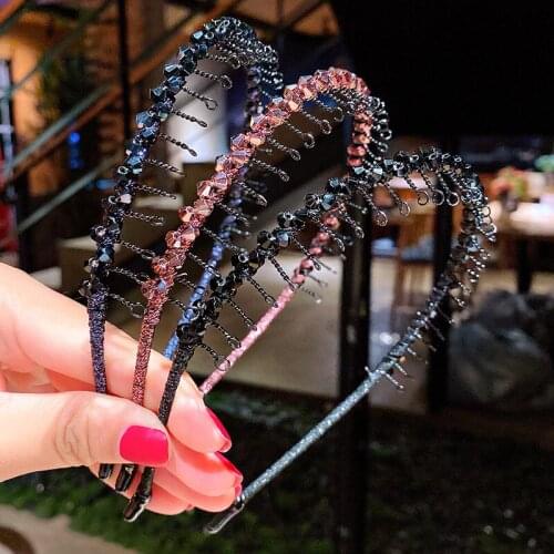 New girls fashion rhinestone hair band crystal elegant dark simple personality hair band metal headdress hair accessoriesJA196