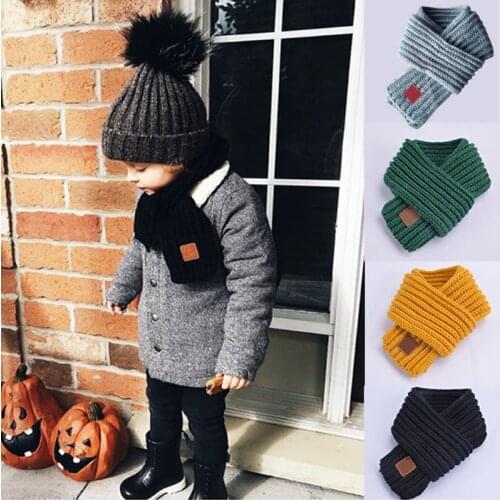 2020 New Casual Winter Warm Boys Girls knitted kids scarf 7 colors Fashion Kids Knit scarves Children Gifts