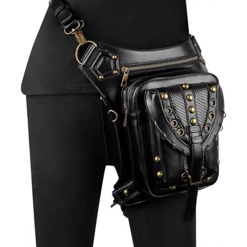 2021 Summer New Chain Rivet Motorcycle Women Waist Bag Euro American One Shoulder Messenger Bag Black Pack Adult