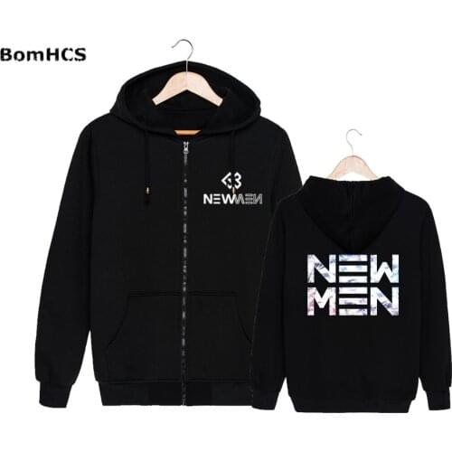 BomHCS Kpop BTOB NEW Cotton Zipper Hoodies Fleece Zip-up Coat Sports Coat Outwear (Black Grey )