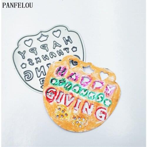 PANFELOU Thanksgiving badge metal craft paper die cutting dies Scrapbooking/DIY Thanksgiving Day Easter Embossing mould cards