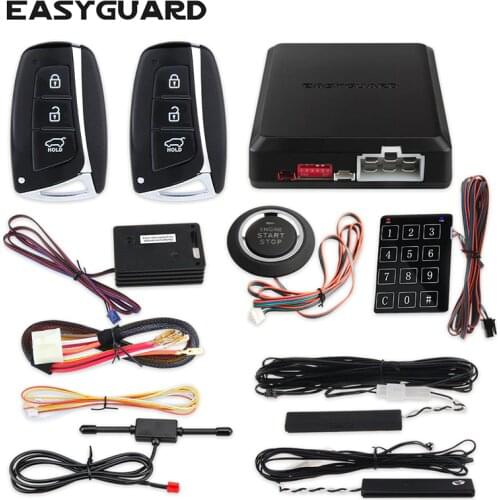 EASYGUARD passive keyless entry security car alarm remote start p4 push button start touch password entry vibration alarm car
