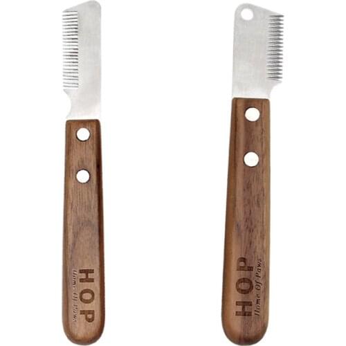 Professional Stainless Steel Dog Comb Stripping Knife Wooden Handle Grooming Brushes Hair Remover Pluck Tool Shaving Accessories