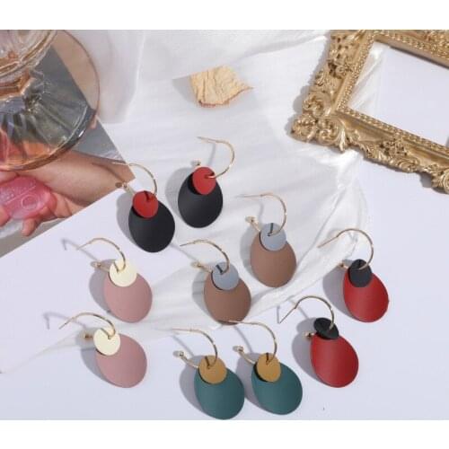 Retro Frosted Vintage Morandi Acrylic Dangle Drop Geometric Earrings Party Punk Earring Jewelry Exaggerated Hoop Earrings