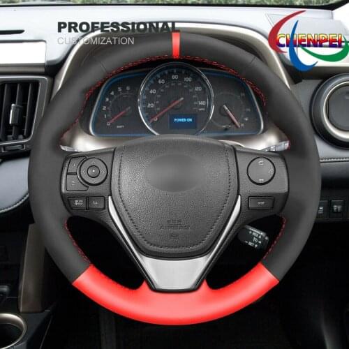 DIY Hand-Sewn Suede PU Leather Steering Wheel Cover For Toyota RAV4 Corolla Auris Isis Scion Car Interior Accessories