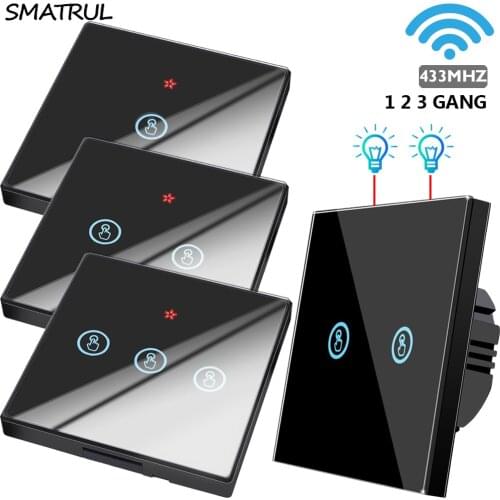 SMATRUL 1 2 3 gang smart Wireless touch Switch Light 433MHZ RF Remote Control Glass Screen Wall Panel 110V 220V led Lamp on off