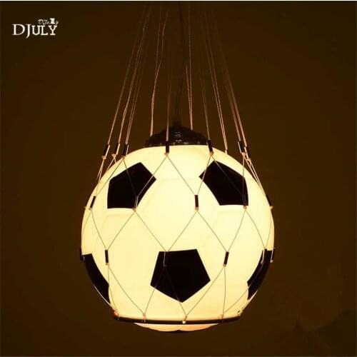 Modern creative Football led pendant lights Kids bedroom decoration Childrens Room glass hanging lamp boys study light fixtures