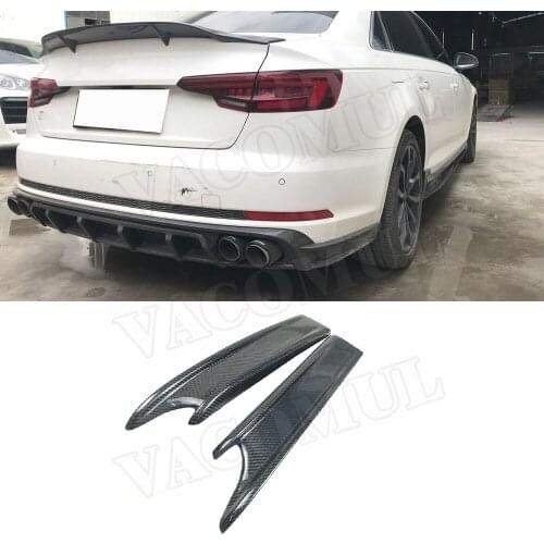 Carbon Fiber Rear Bumper Lip Splitters Spoiler Aprons For Audi A4 Sline S4 B9 2017 2018 FRP Back Fender Trim Covers