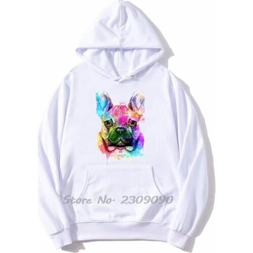 French Bulldog Watercolor Art Brilliant Color Hoodie Dog Design Casual Men Fleece Hoodies Sweatshirt Spring Autumn Streetwear