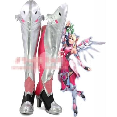 OW Mercy Cosplay shoes pink mercy cosplay shoes Angela Ziegler Pink shoes