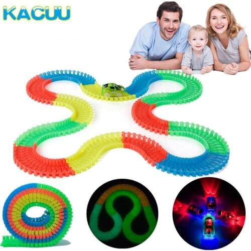 2018 New Track Glow in the dark 7.5CM plastic Racing Track Assembled Glowing Race Track Toys Creative Toys For Children