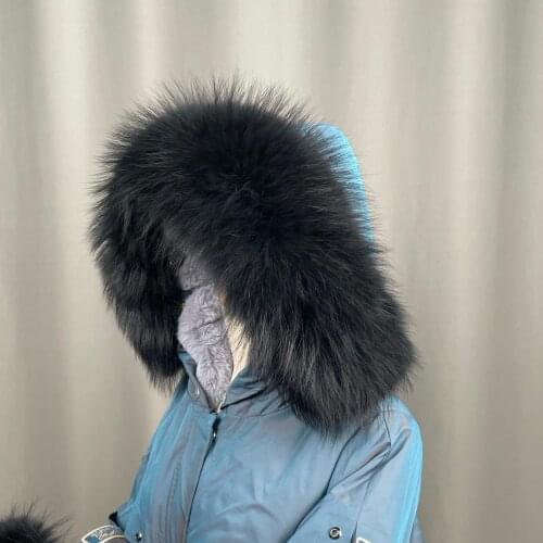 Real Raccoon Fur Collar Womens 100% Natural Fur Gray Collar Real Fur Shawl Raccoon collar Fur Scraves Black
