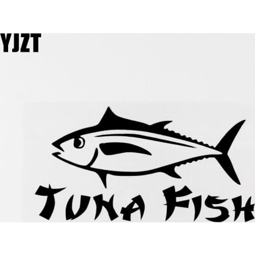 YJZT 18CM×9.3CM Funny Tuna Fish Car Sticker Decal Black/Silver Vinyl Car-styling 8C-0713
